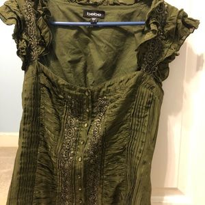 Bustier Corset style olive green button bebe top